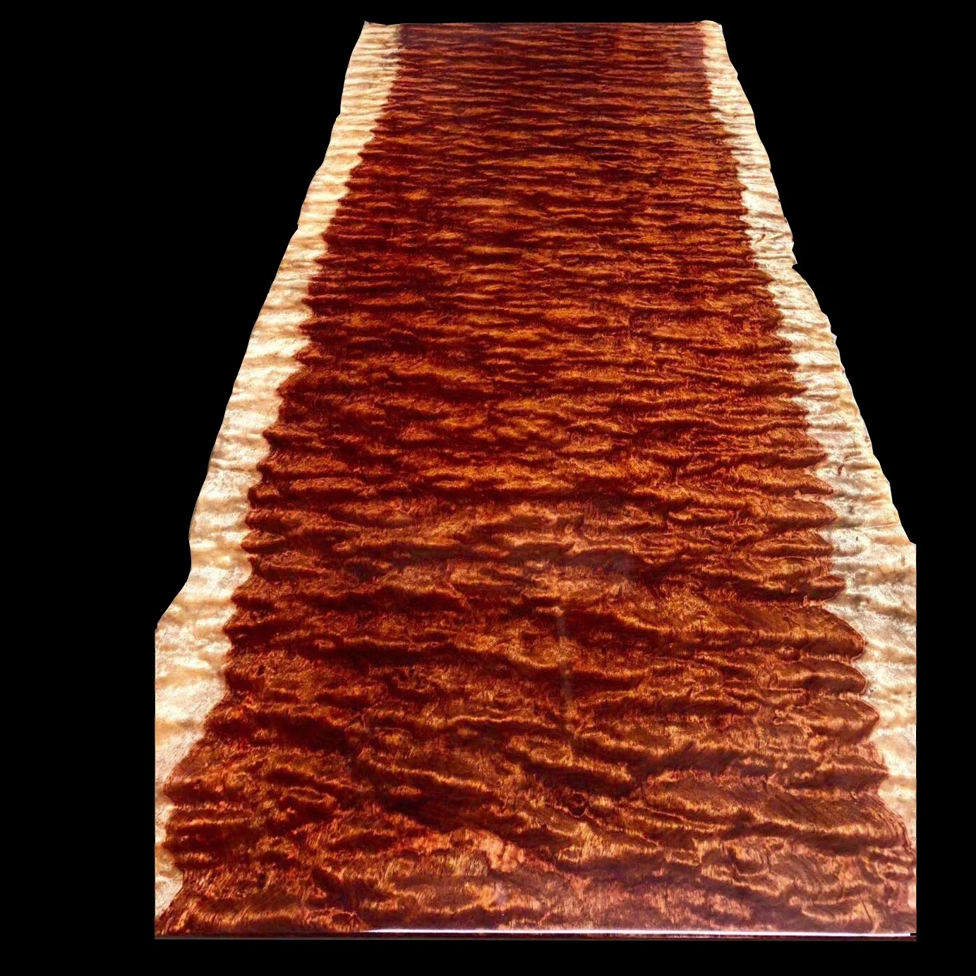 Live Edge Desktop Waterfall Bubinga Board Precious Wooden Table 4 Meters