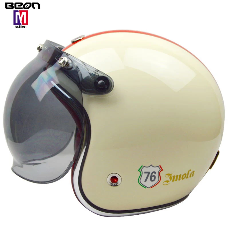 BEON B108 Bright black ECE DOT approved motorcycle Unisex Open Face helmet Cascos moto Vintage electric Scooter cascque Retro