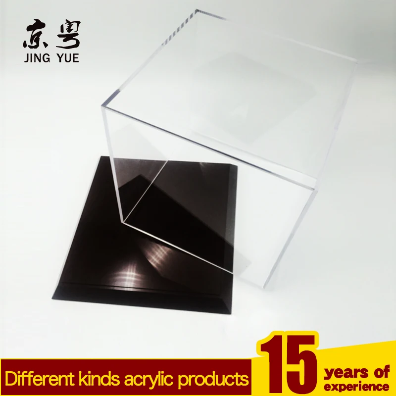 Factory custom new gift clear cover black base pmma plexiglass acrylic toy display box case with lid acrylic cube display box