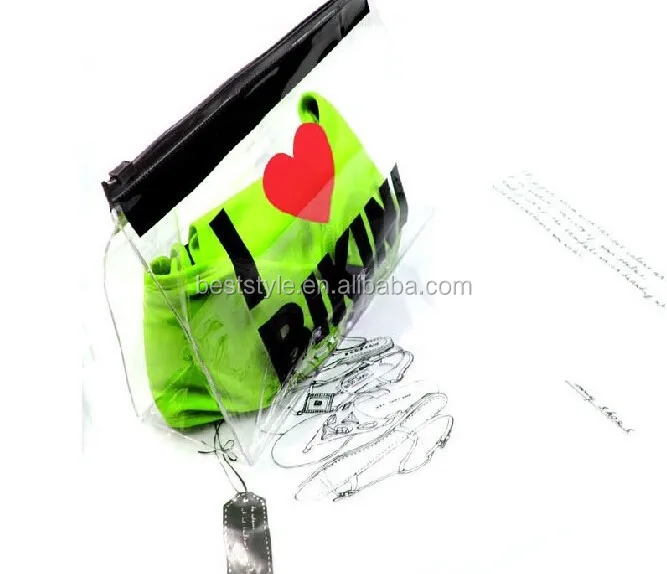 Customized Logo printing swimwear bikini slider pvc zip lock bag