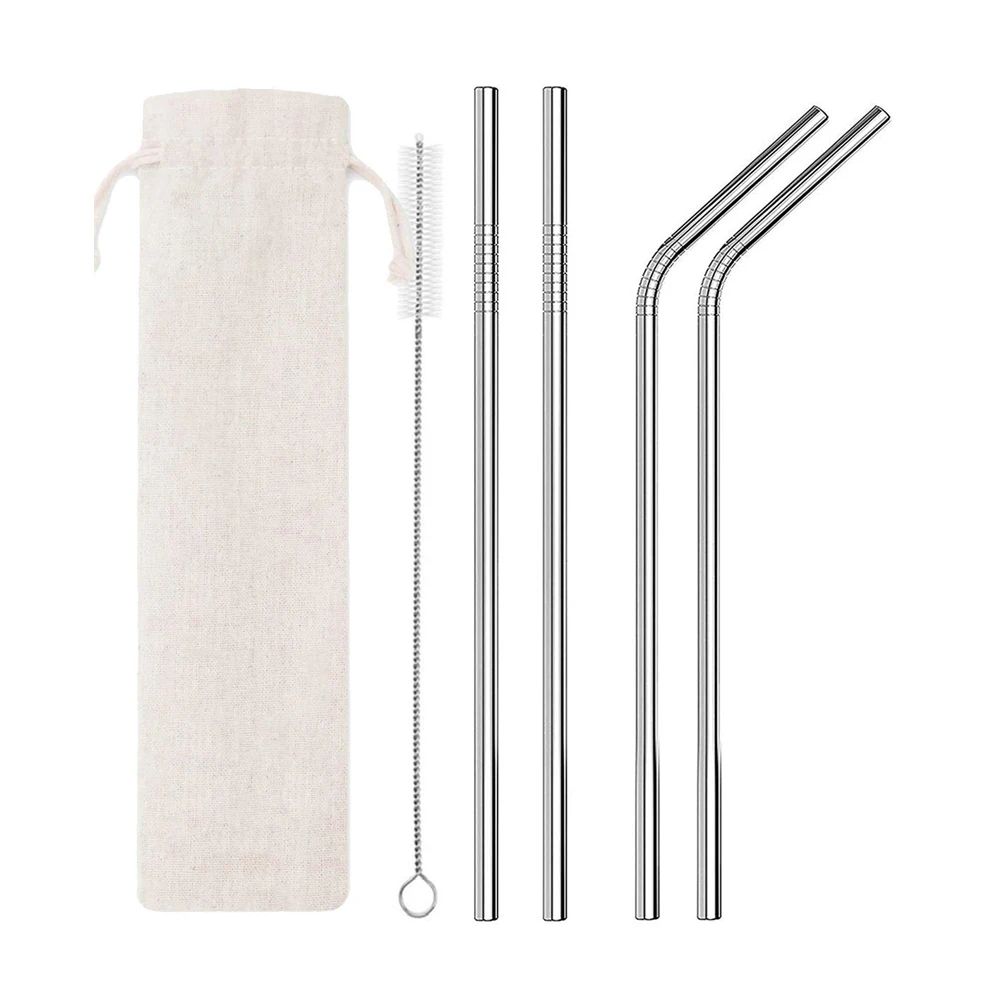 Amazon Top Seller 2018 Eco-friendly Barware Stainless Steel Silver Straw