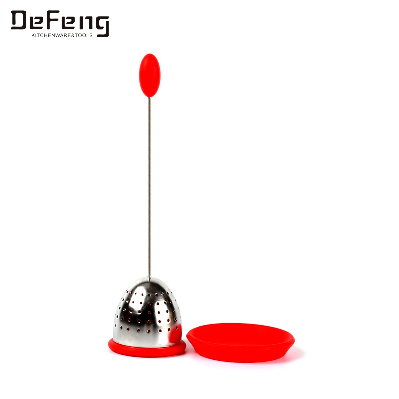 Stainless steel tea filter tea infuser with red color  tray