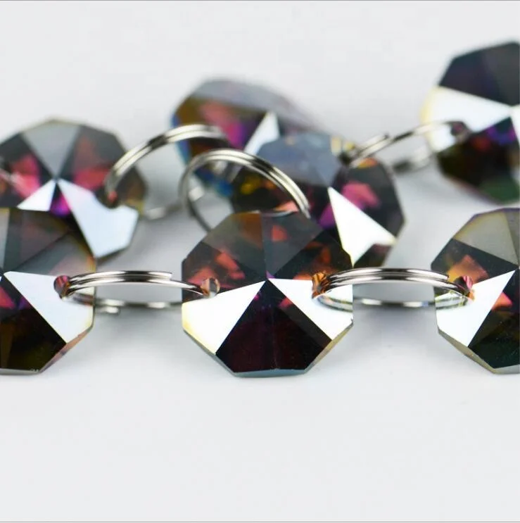 Customized wholesale crystal ctagonal beads curtain for decoration door curtain window curtaino