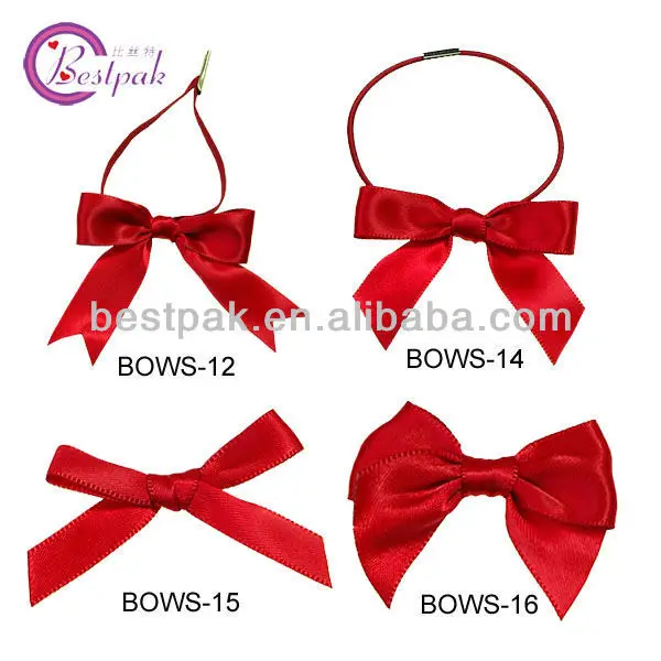 
elegant red pre made elastic ribbon bow 