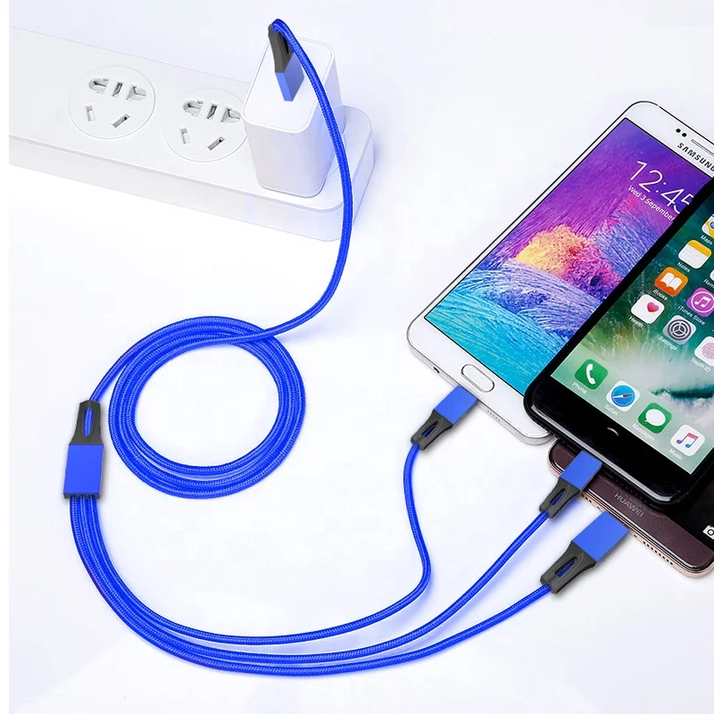  2021 оптовая продажа 3 А в 1 мульти быстрое зарядное устройство нейлоновый usb-кабель для iPhone 5/6/7/8/ x type c