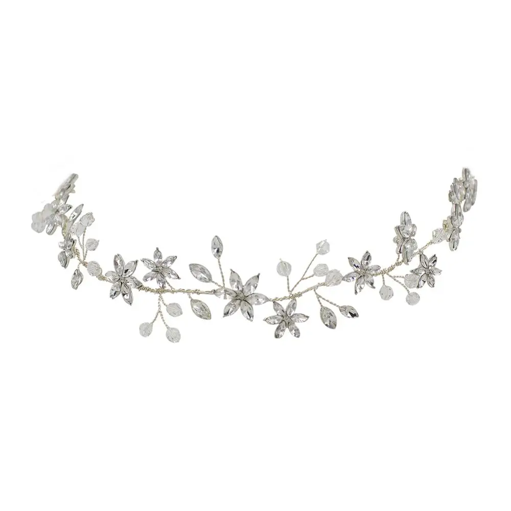 Bridal Rhinestone Crystal Hair Vine Tiara Crown Wedding Comb Hair Chain Headpiece Floral Headband Hair Ornaments for Women
