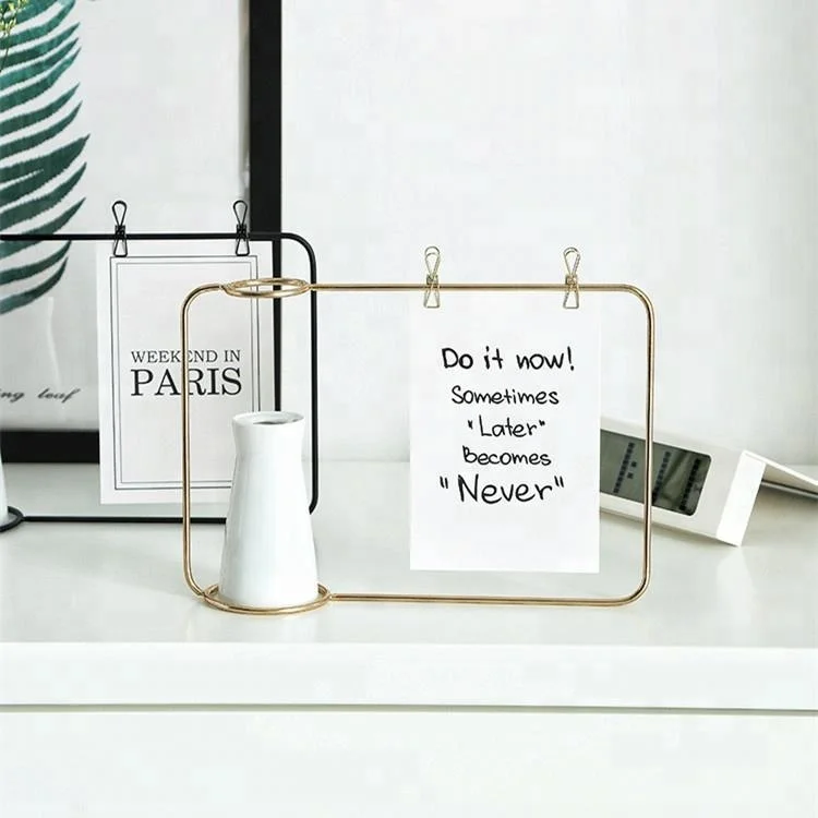 Ins photo frame Nordic vase simple iron frame ceramic green planter