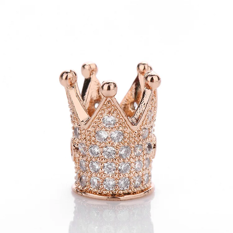Hot Selling King Crown Shape Beads Charm Pendant Fashion Jewelry Cubic Zircon Pave Crown Shape Charms for Making Bracelets