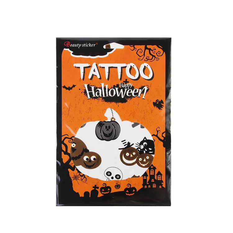 Переноса воды искусство татуировки наклейки Хэллоуин Тыква дизайн