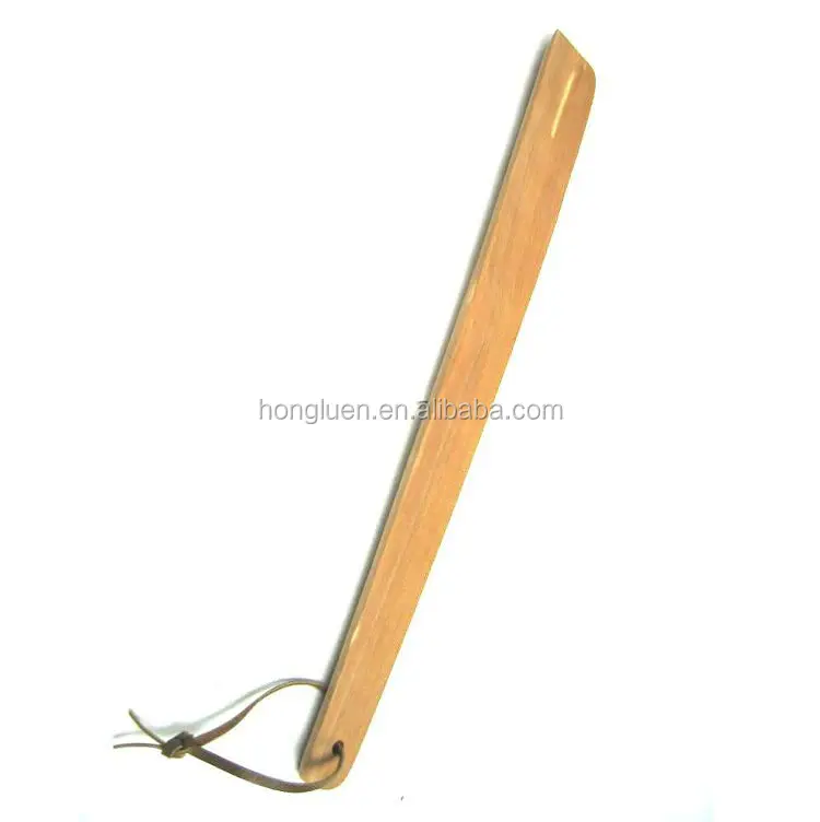 OEM Manufacture Promotional Hotel Custom Long Handled Bamboo Wooden Shoe Horn