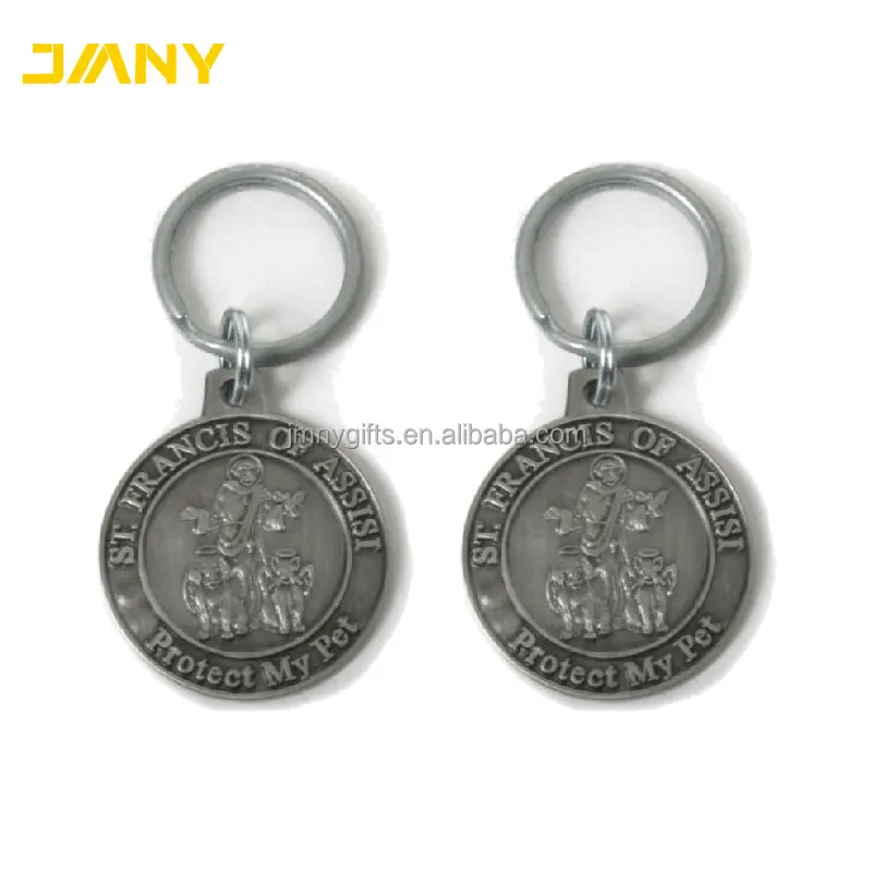 Personalized Antique Gold Plated St Francis Medal Pet Name Tags