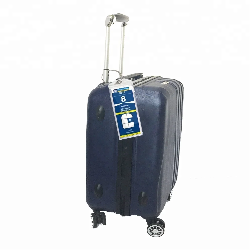 Plastic PVC cruise luggage tag holder top zip seal and steel loops use for Royal caribbean & celebrity cruise line