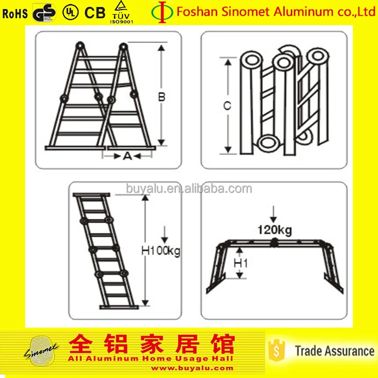 China factory low price aluminum multipurpose ladder