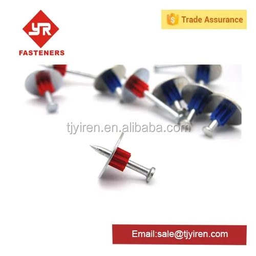 TIANJIN nails factory PDW low velocity drive pin with flute and steel washer