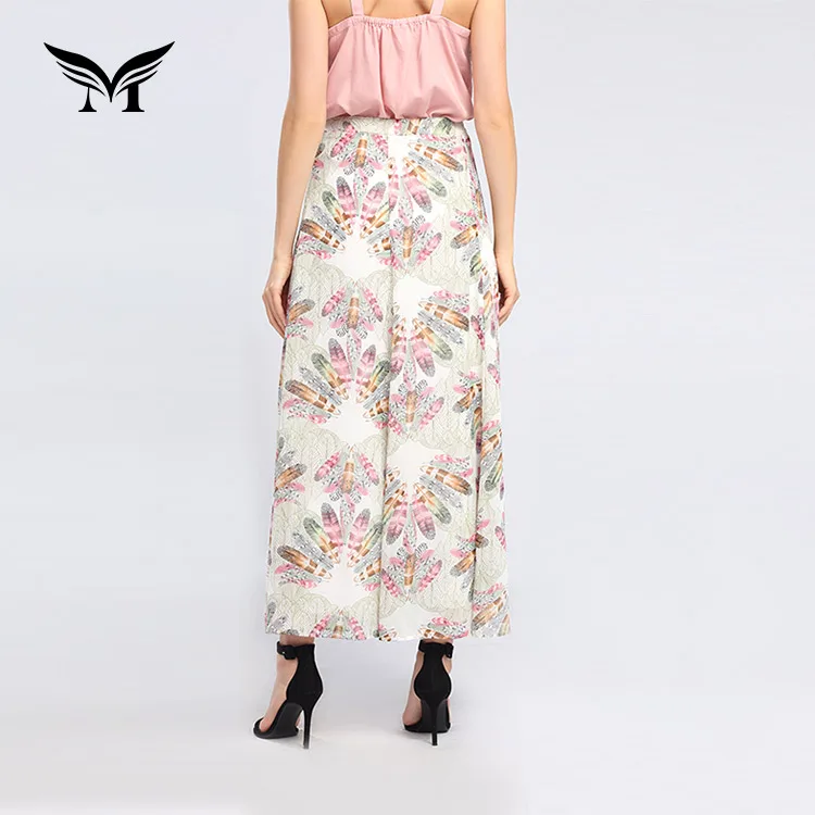 Custom print summer beach fashion lady latest long floral maxi skirt design for women