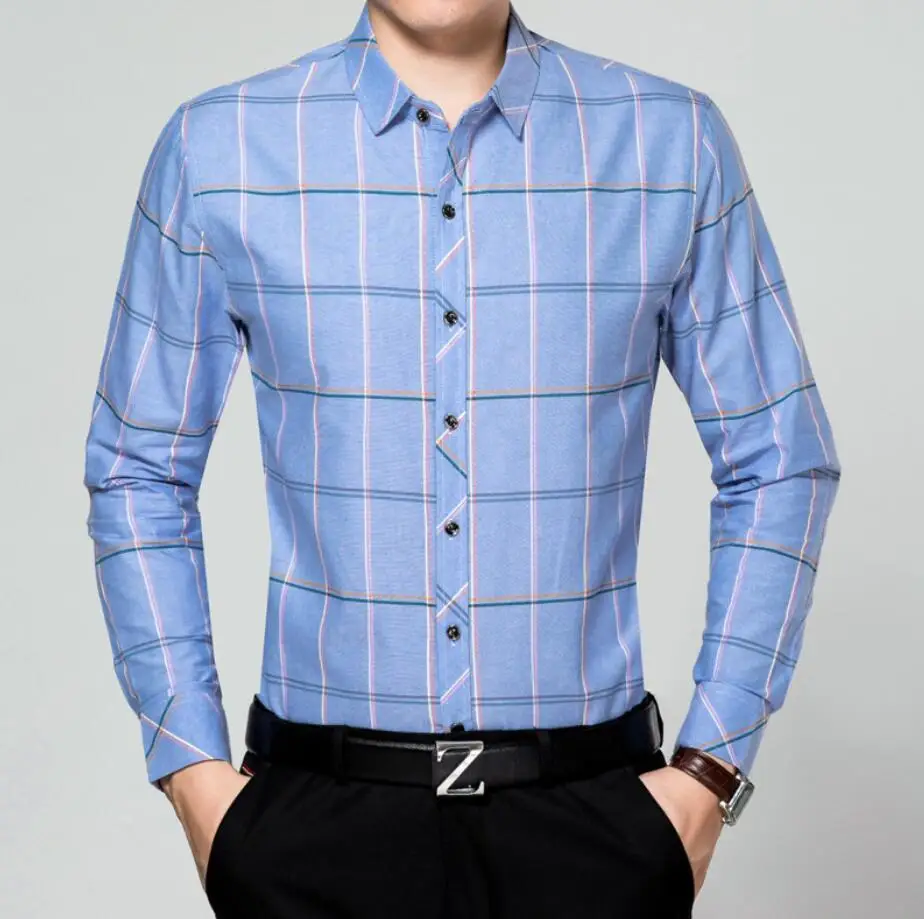 High Grade Classic Pure Cotton Long Sleeve Plaids Shirt For Men
