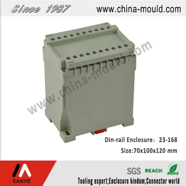 Flame retardant ABS electronic standard din-rail enclosure with terminal block