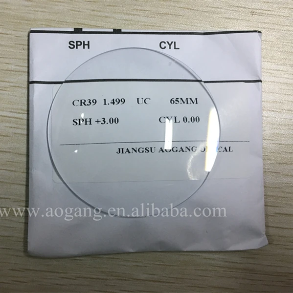CR-39 1.499 UC 65MM Plus Old Curve Finished Single Vision Optical, Plastic, Resin Lens (CE , ISO9001)