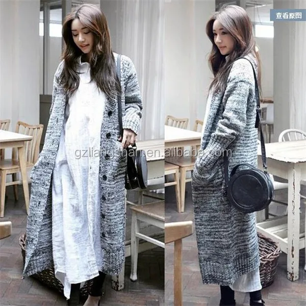 
Korean fashion style long cardigans women 2015 knitted women coat cashmere grey warm winter alpaca sweater 
