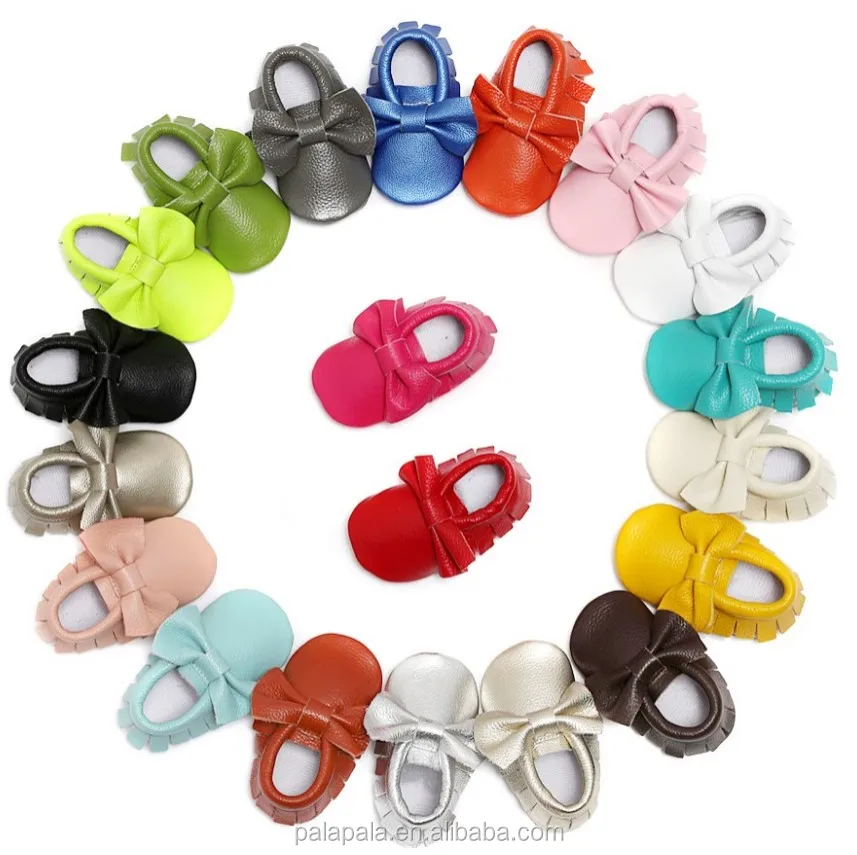 
Top quality 30colors optional fringe baby moccasins soft sole baby leather shoes with lovely bow shoes baby 