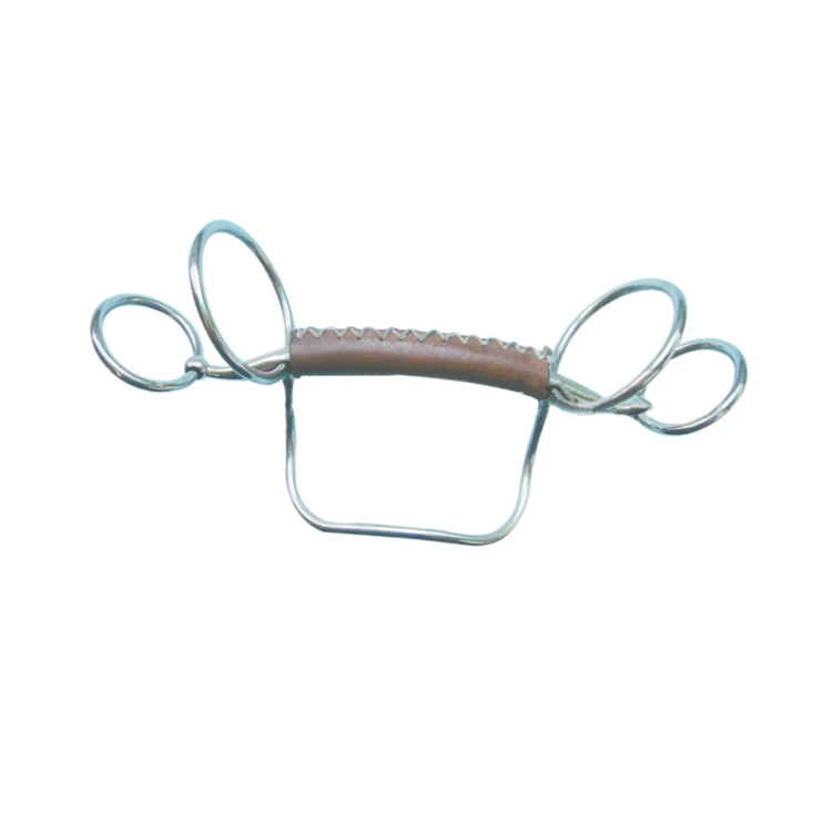 horse riding equipment Leather covered mullen horse mouth with 4 rings SS GENE RIEGLE Bit