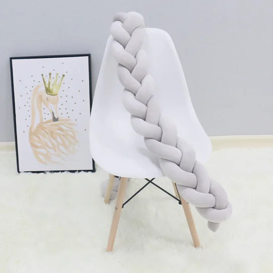 Bojay Three Braid Crib Bumper Chunky Knitted Knot Pillow Mixed Colors Giant Knit Baby Bedding Cradle Baby Crib Bumper