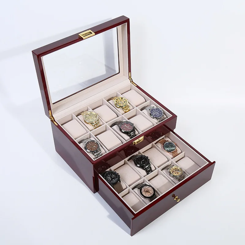 Высококачественный деревянный ящик для хранения наручных часов с 20 отделениями