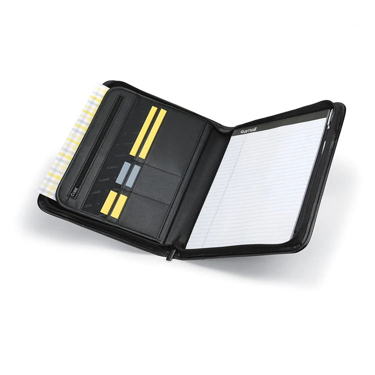 custom  A4 PU leather document file holder Conference file folder business portfolio