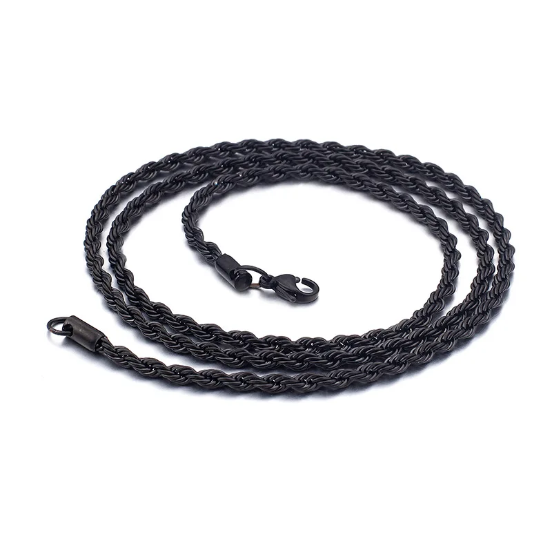 3-5mm Stainless Steel Chain Necklace Twist Rope for Men Women Jewelry  manufacture