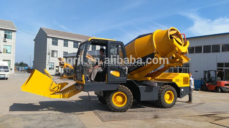 self loading and propelled diesel engine concrete mixer power shift truck with pump air conditioner