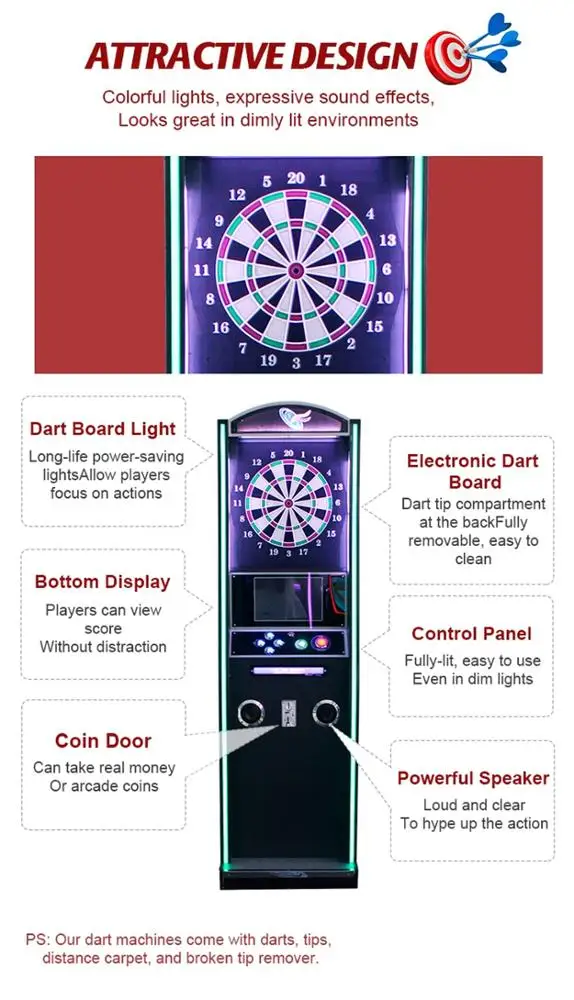 Hot Selling Indoor Sport Dart Club Forever 2 Coin Operated Electronic Online Soft Darts Board Video Game Machine for