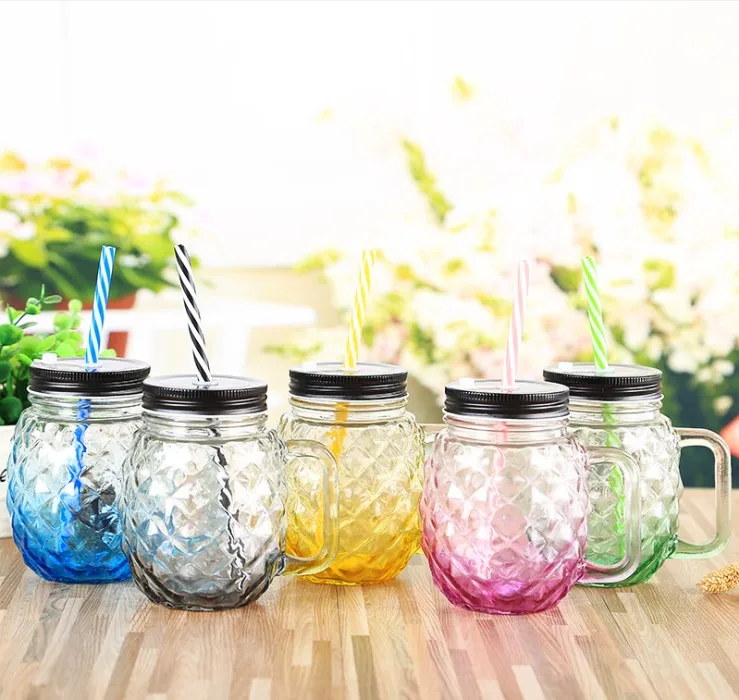 Drinking Glass Pineapple Mason Jar for Fruit Juice