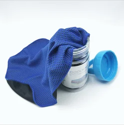 Custom logo instant Sports Mesh cooling towel in bottle