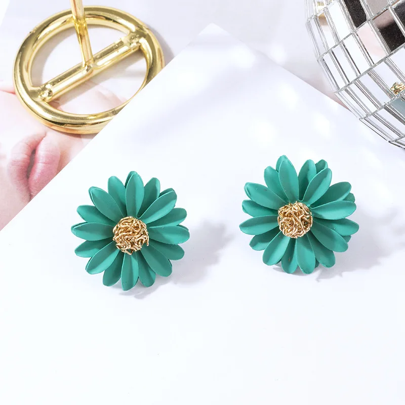 Barlaycs 2021 New Arrival wholesale Fashion Sweet Plastic Flower Stud Earrings for Women Jewelry Wedding Party
