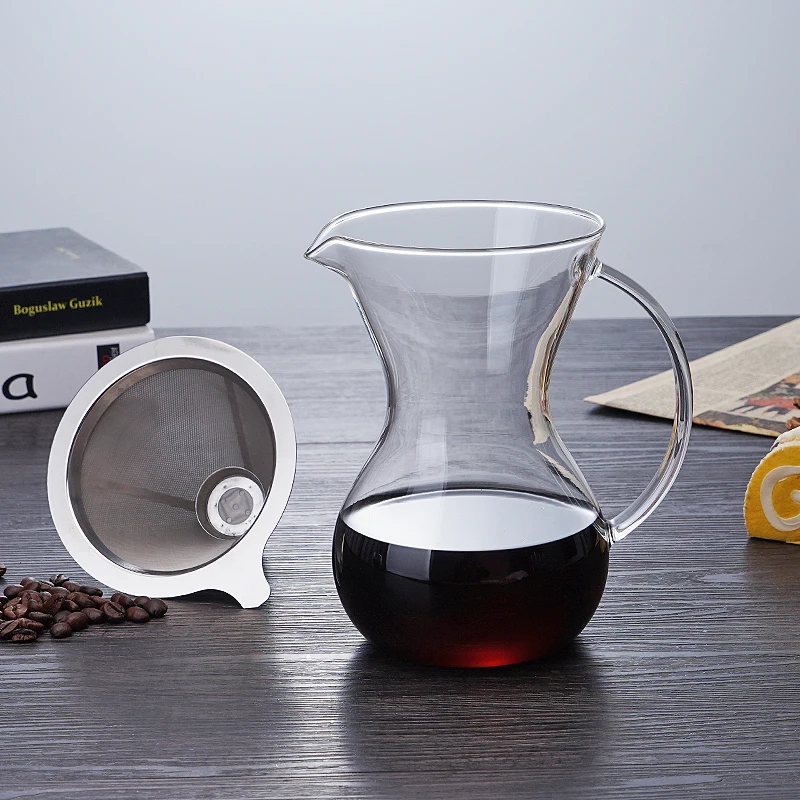 Convenient cleaning glass pour over coffee maker set with high drip coffee filter