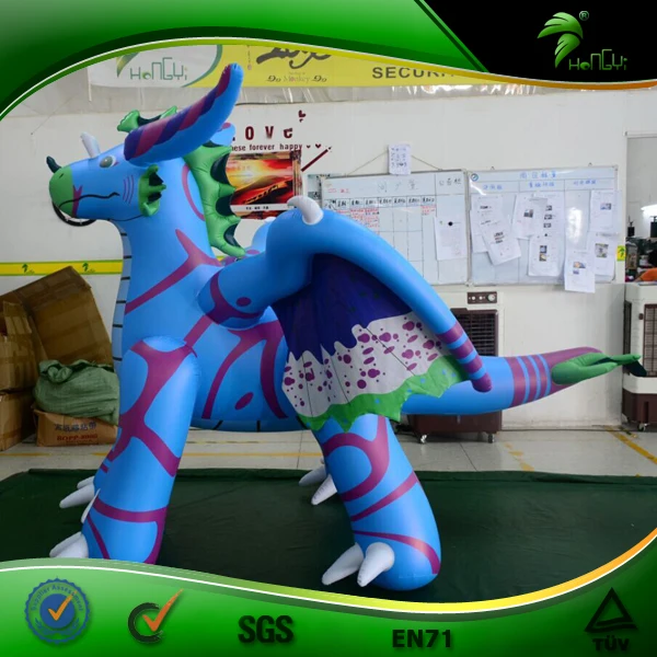 High Quality Bule Inflatable Zenith Dragon with Wings Custom Inflatable Cartoon Character PVC Balloon