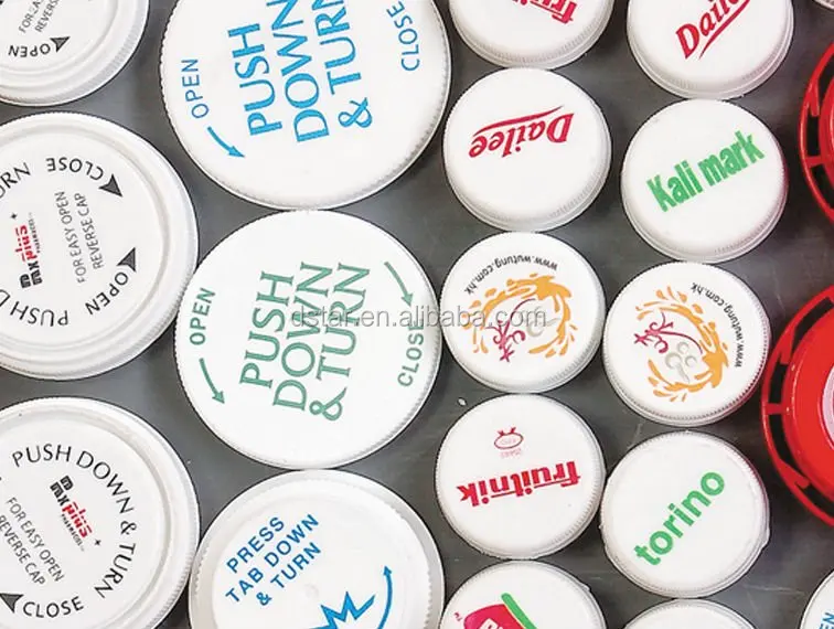 DXACP2  full automatic 2 color drinking bottle closure logo pad printing machine