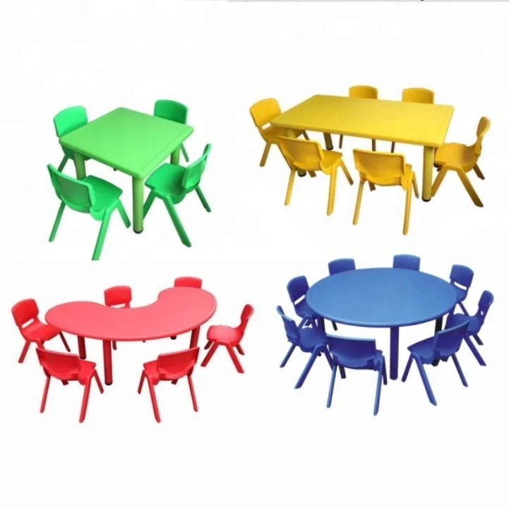 Stable plastic material kindergarten table and chairs