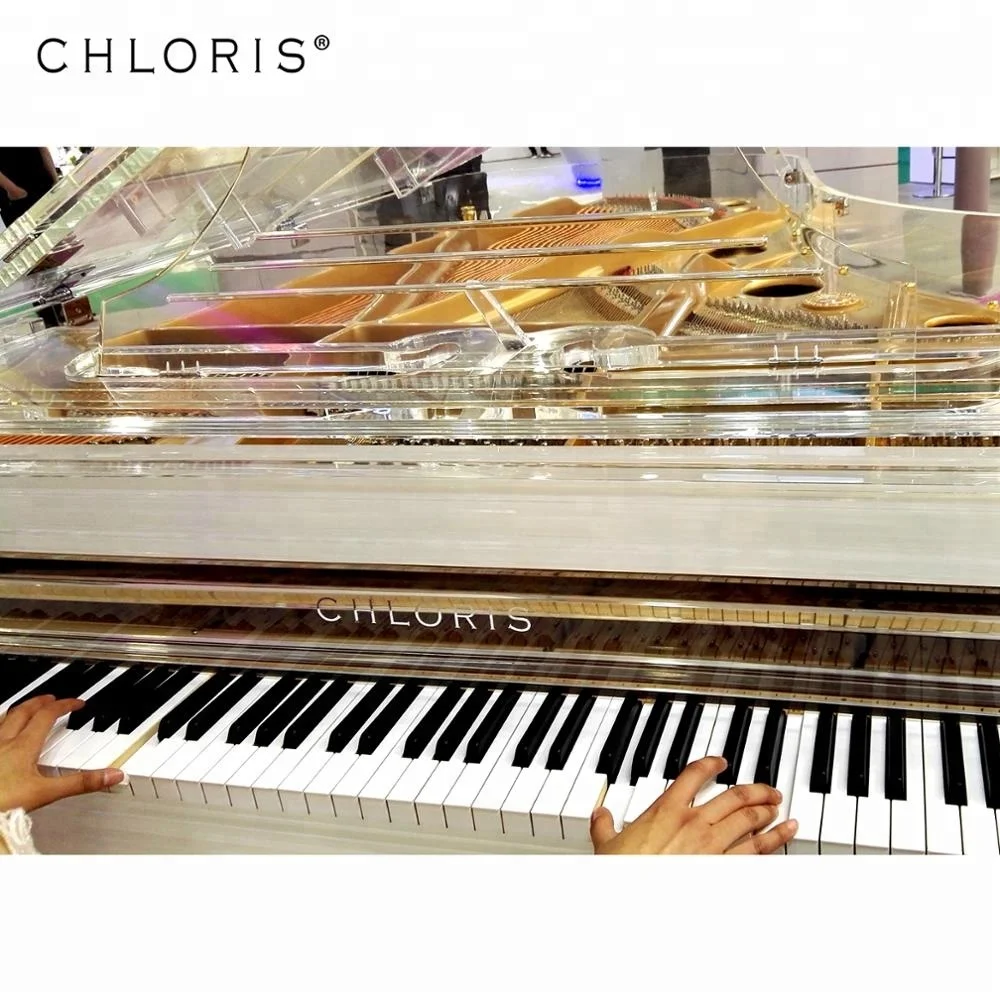 Lucite and Transparent Semi Concert Acrylic Grand Piano 238 with white rim the concert piano