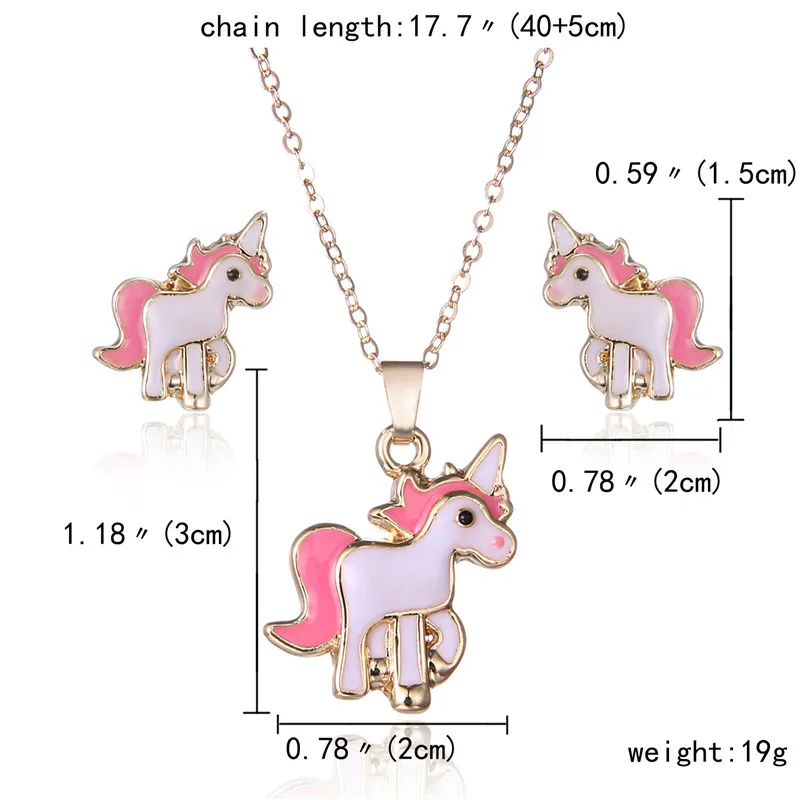 Cute design animal jewelry zinc alloy metal unicorn bee necklace kids