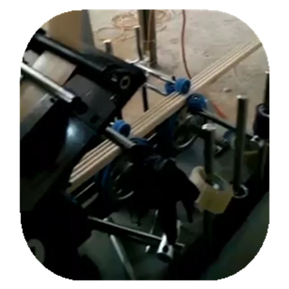 PUR hot melt profile wrapping machine with fast change rollers