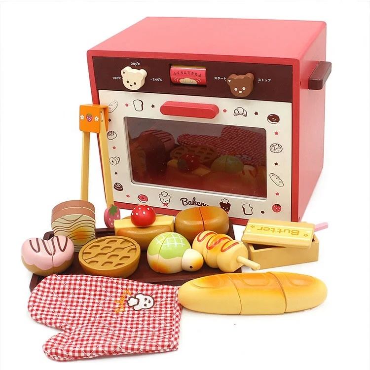 Wholesale High Quality Classic Game Children Wooden Oven Bread Cutting Kitchen Toy