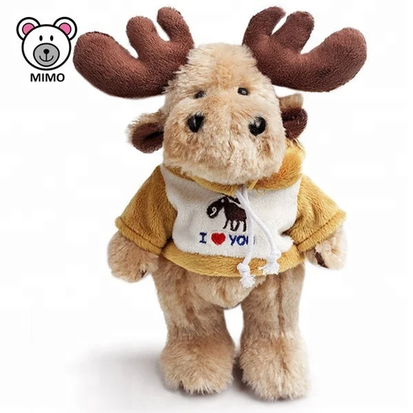 Fashion Xmas Gift Plush Deer Moose Toy With Hoodies Custom Embroider LOGO Soft Elk Toy Stuffed Animal Christmas Reindeer Plush