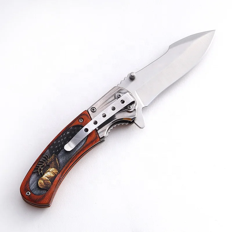 PAKKAWOOD handle laser animal pattern 3d printing camping utility folding blade knife