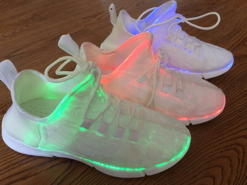 Glow light sneakers white led shoes