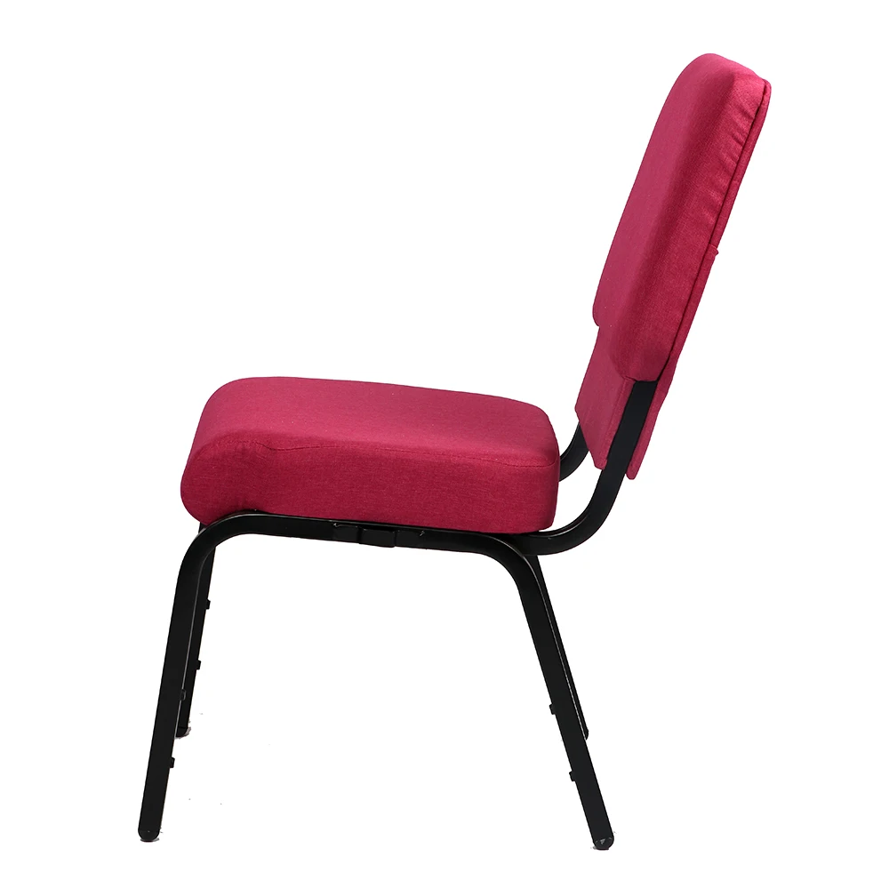 Iron metal interlocking  stackable  padded church hall chair