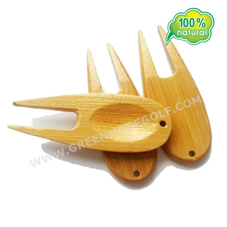 Bamboo accessories Golf divot repair pitch fork with customized logo