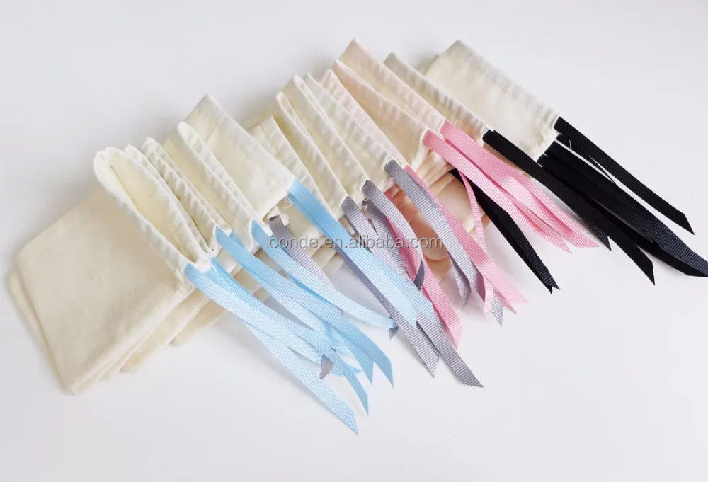 9x12 cm drawstring custom printed nature cotton jewelry pouch