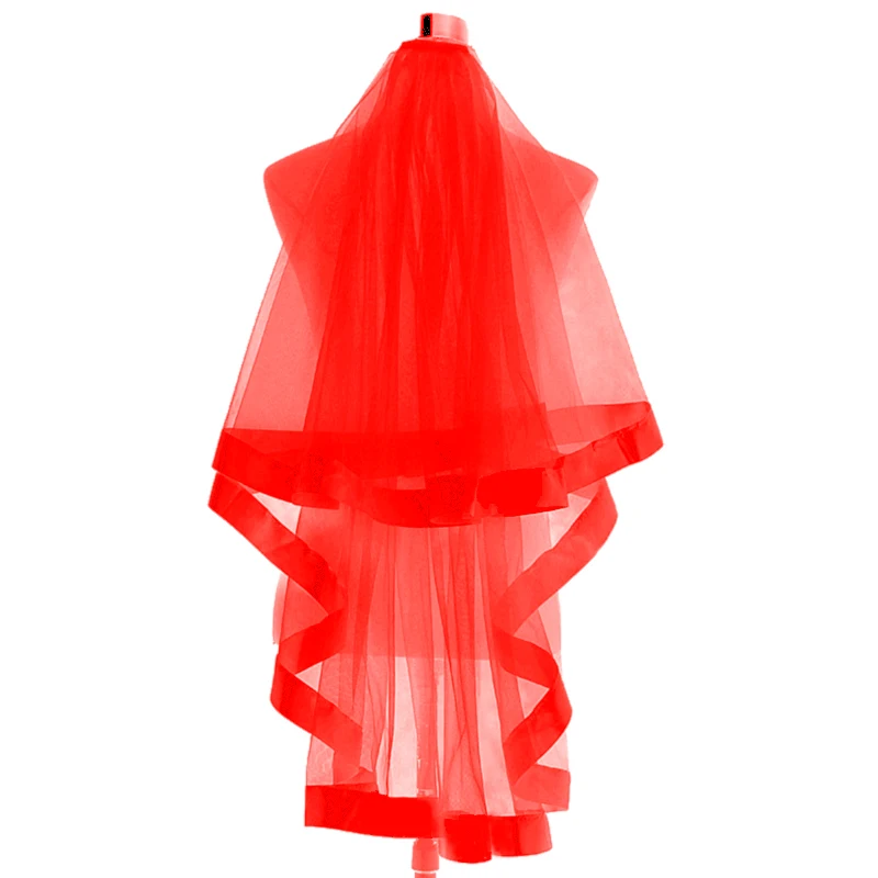 
Hot Sell Fantastic fancy Bridal Accessories Elegant soft Ribbon Edge Two-Layer veils 