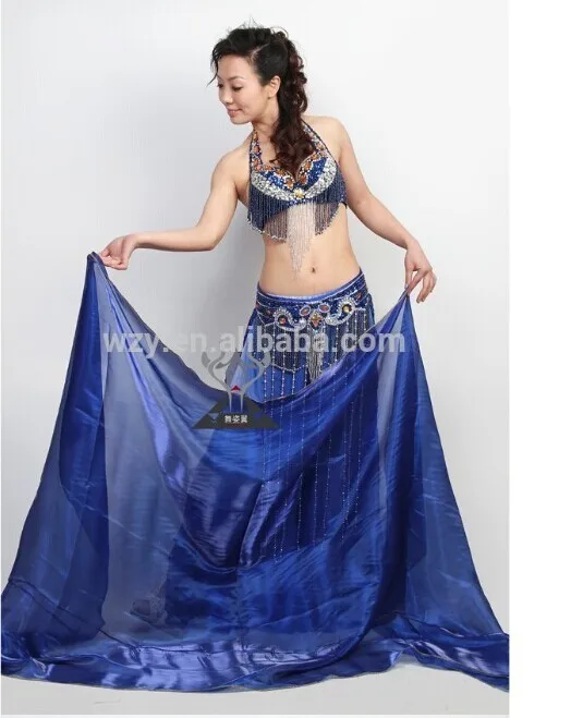 
Shining Purple Chinese silk belly dance fan veils 